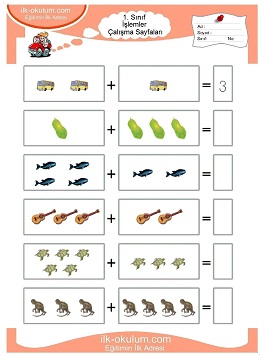 Çocuklar İçin toplam işlemi yaprak testleri 